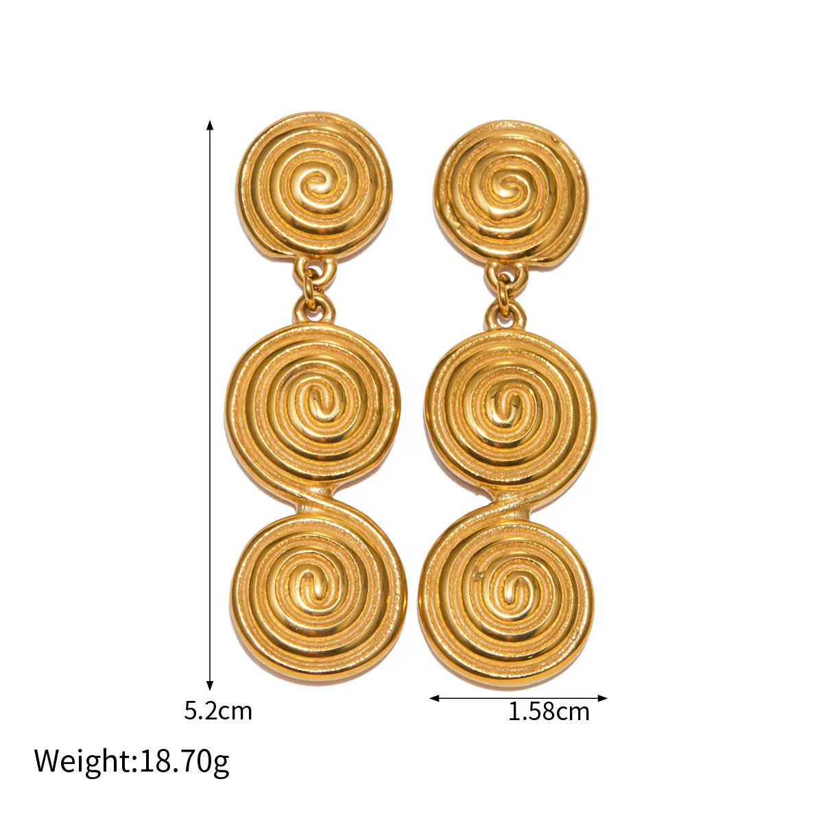 18k gold trendy personalized thread circle pendant design earrings