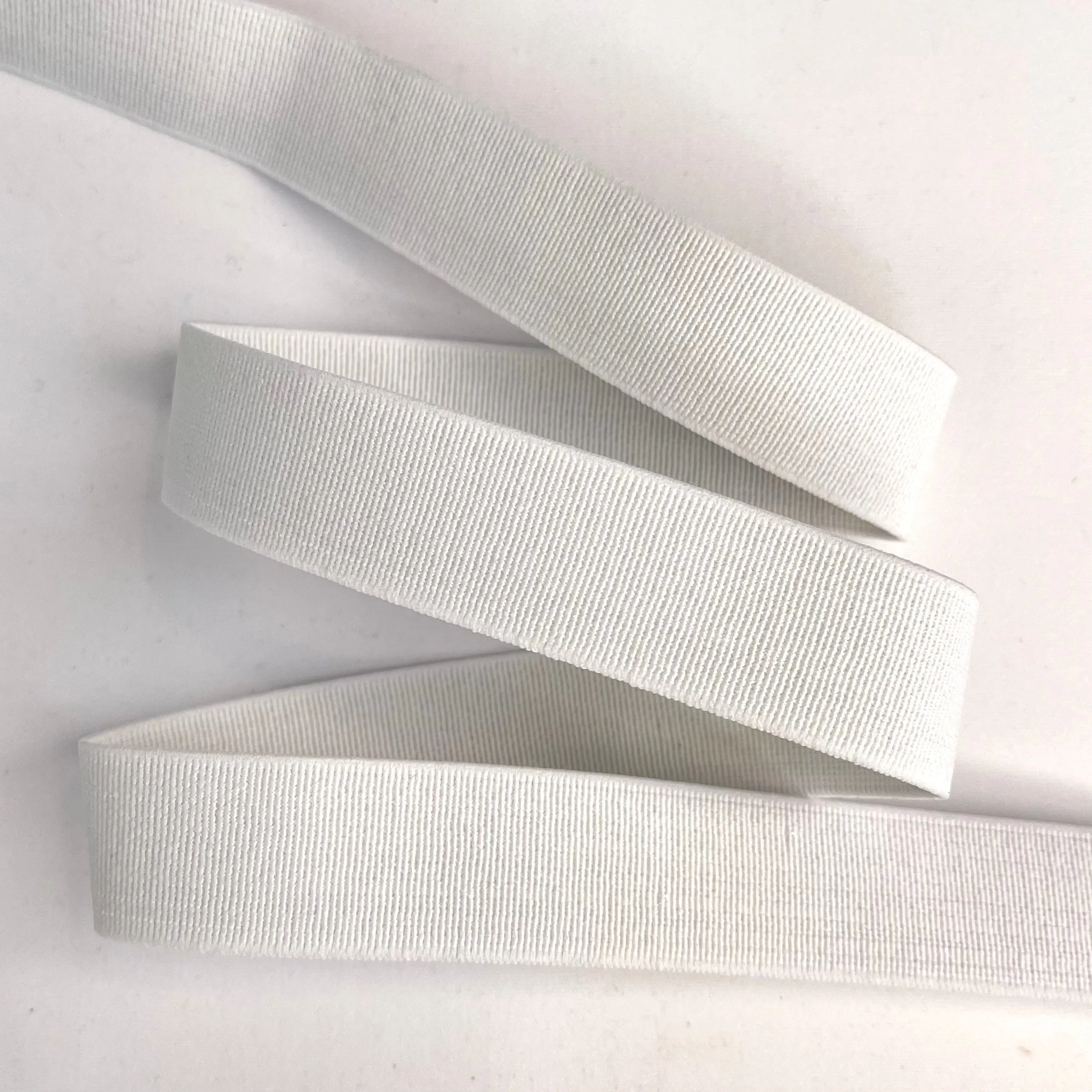 25mm White High Density Non Roll Elastic