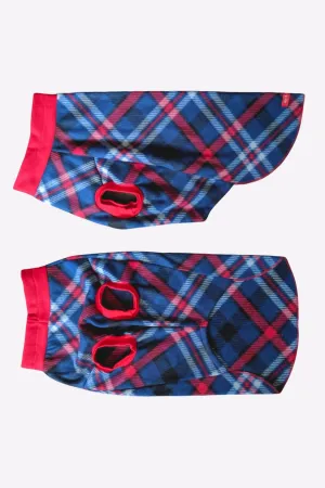 45% OFF SALE - Blue & Red Plaid Dog Sweater - XXXS