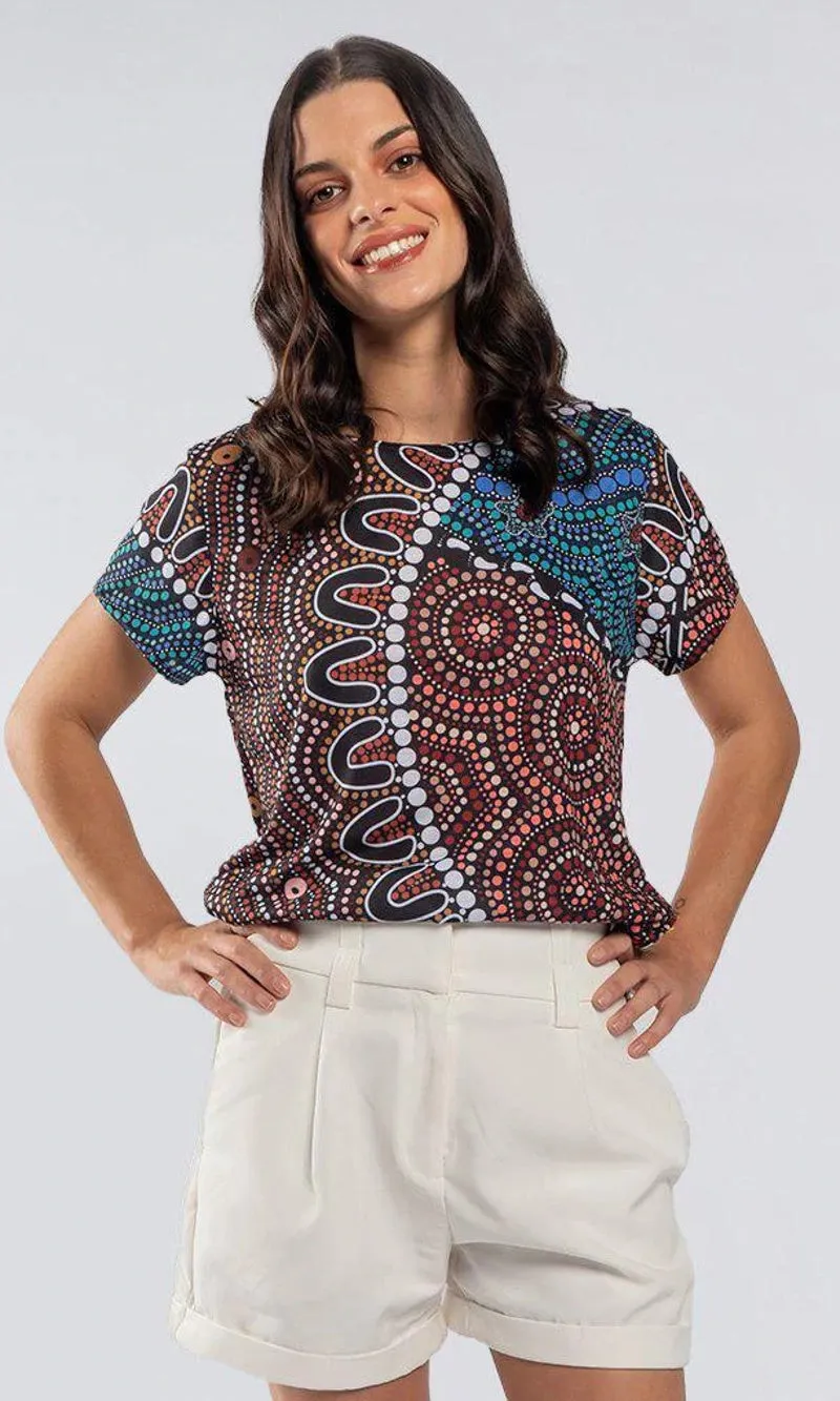 Aboriginal Art Fashion Top Heal our Nura