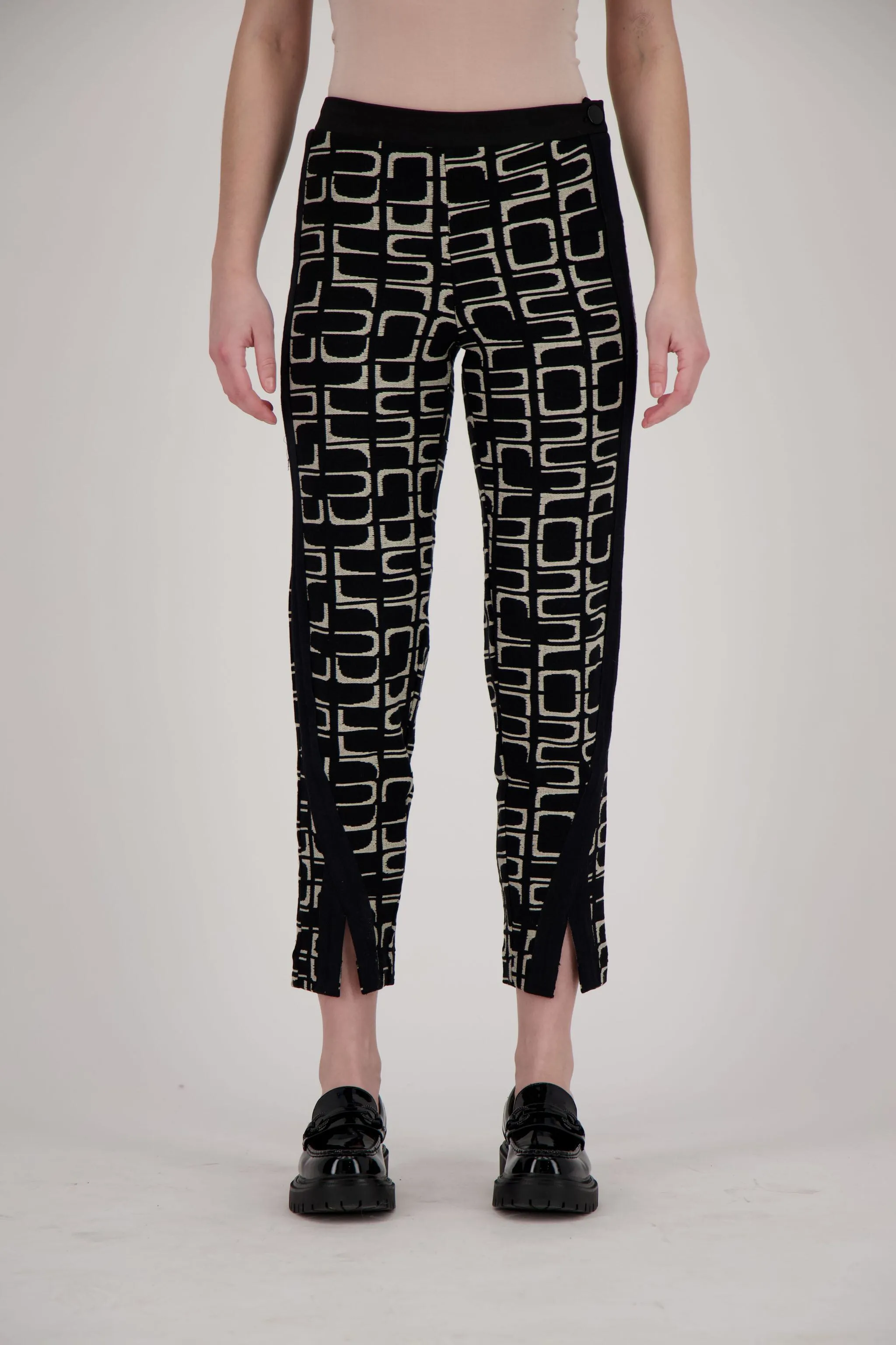 Abstract Jacquard Pant with Split Hem