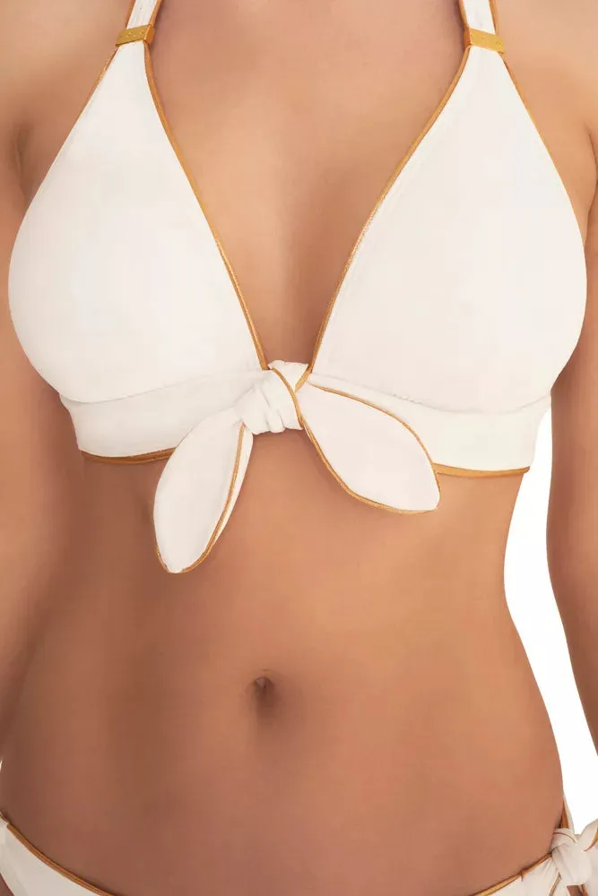 Amalfi White And Gold Bikini Top