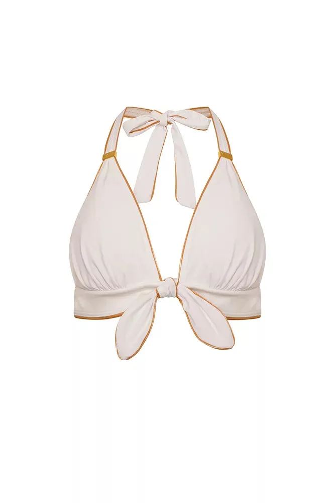 Amalfi White And Gold Bikini Top