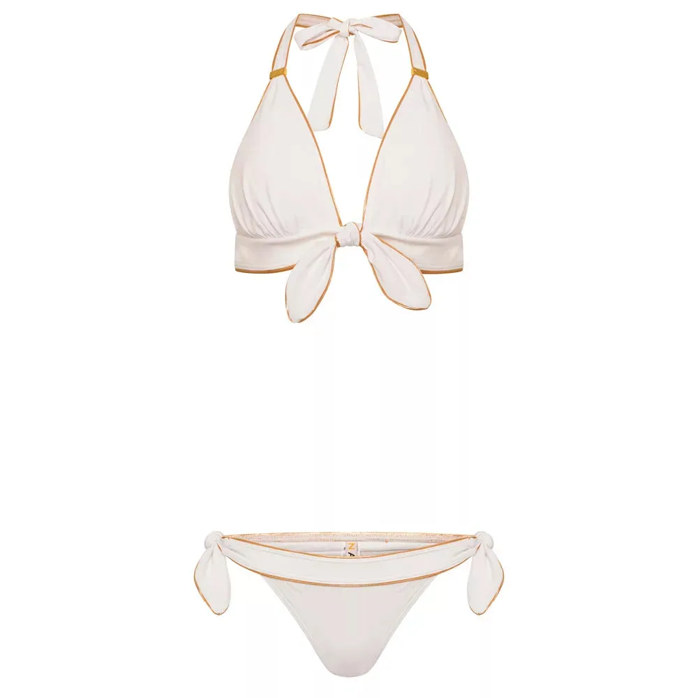 Amalfi White And Gold Bikini Top