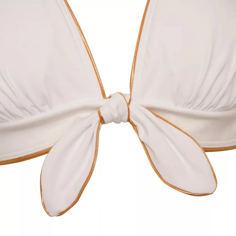 Amalfi White And Gold Bikini Top