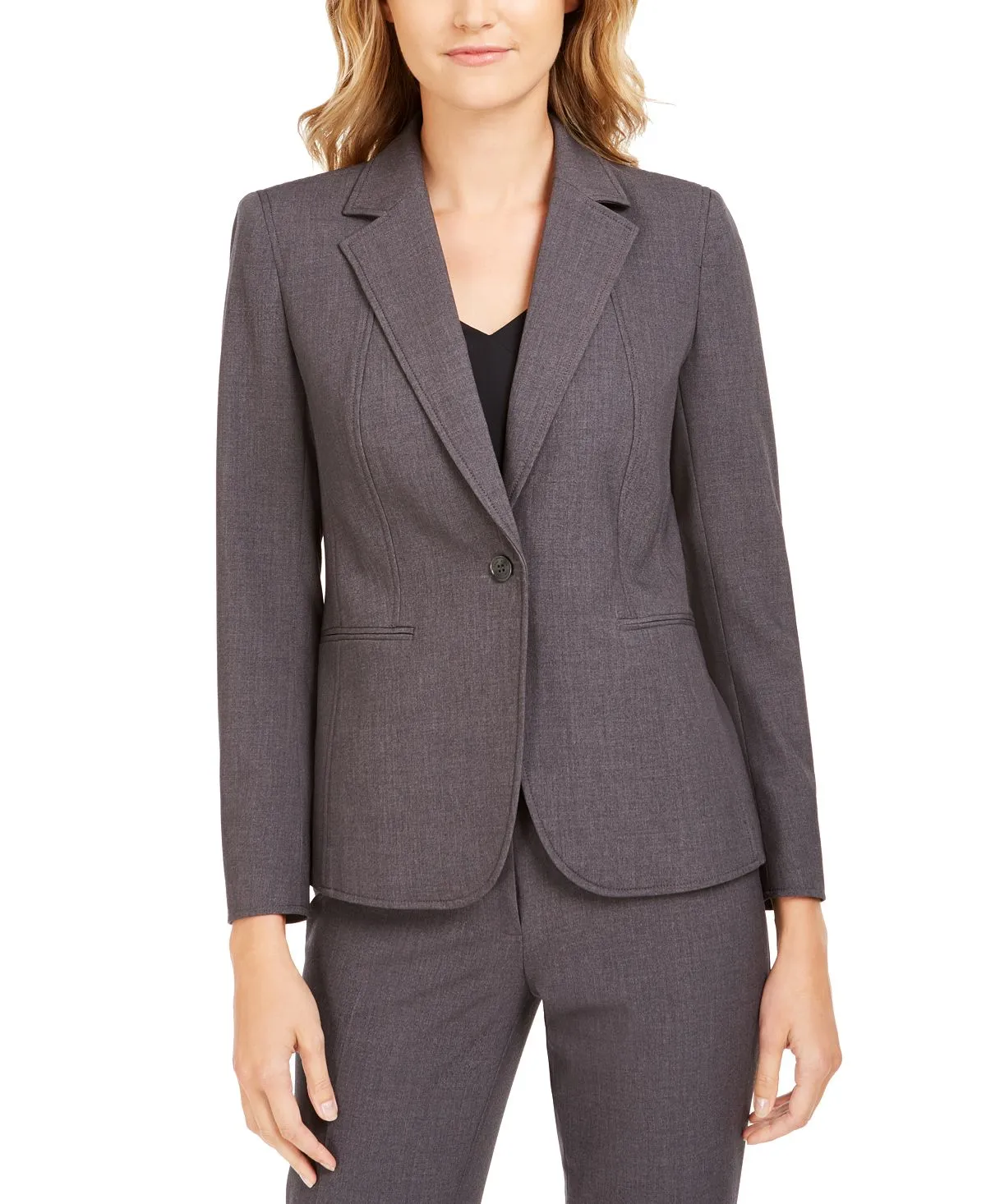 Anne Klein One Button Notched Lapel Blazer