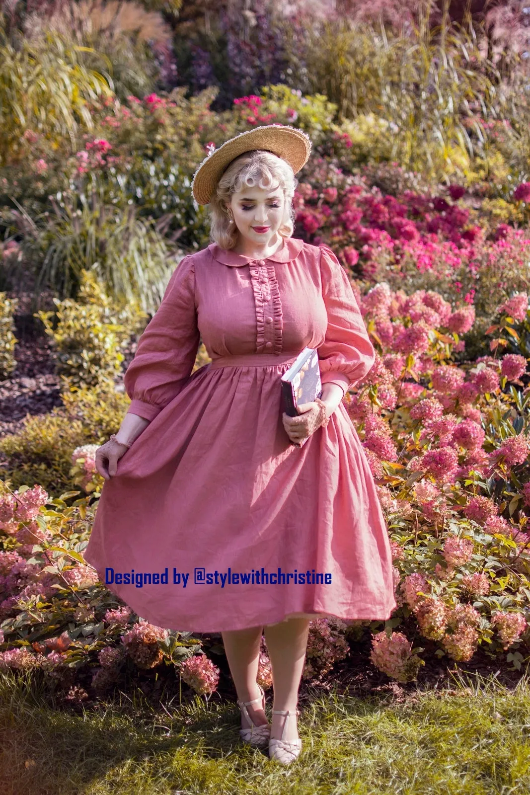 Ariel Dress in Cherry Pink Linen