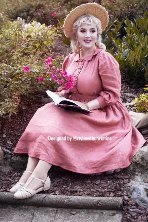 Ariel Dress in Cherry Pink Linen