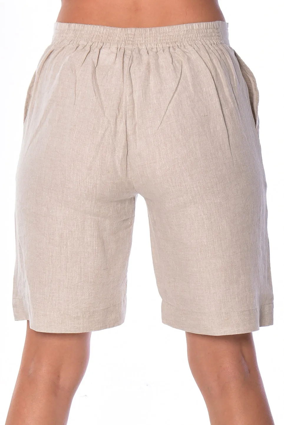 Azucar Ladies Flat Front Linen Shorts w/Pockets - LLWH2075