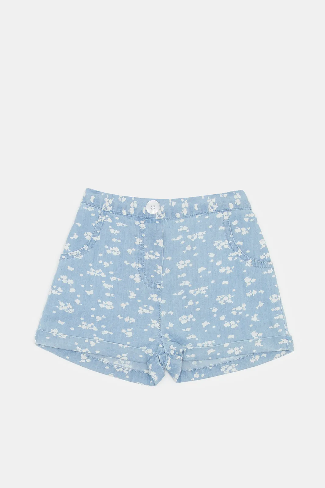 Baby Girls Blue Printed Short