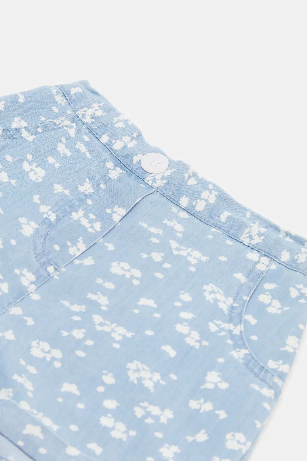 Baby Girls Blue Printed Short