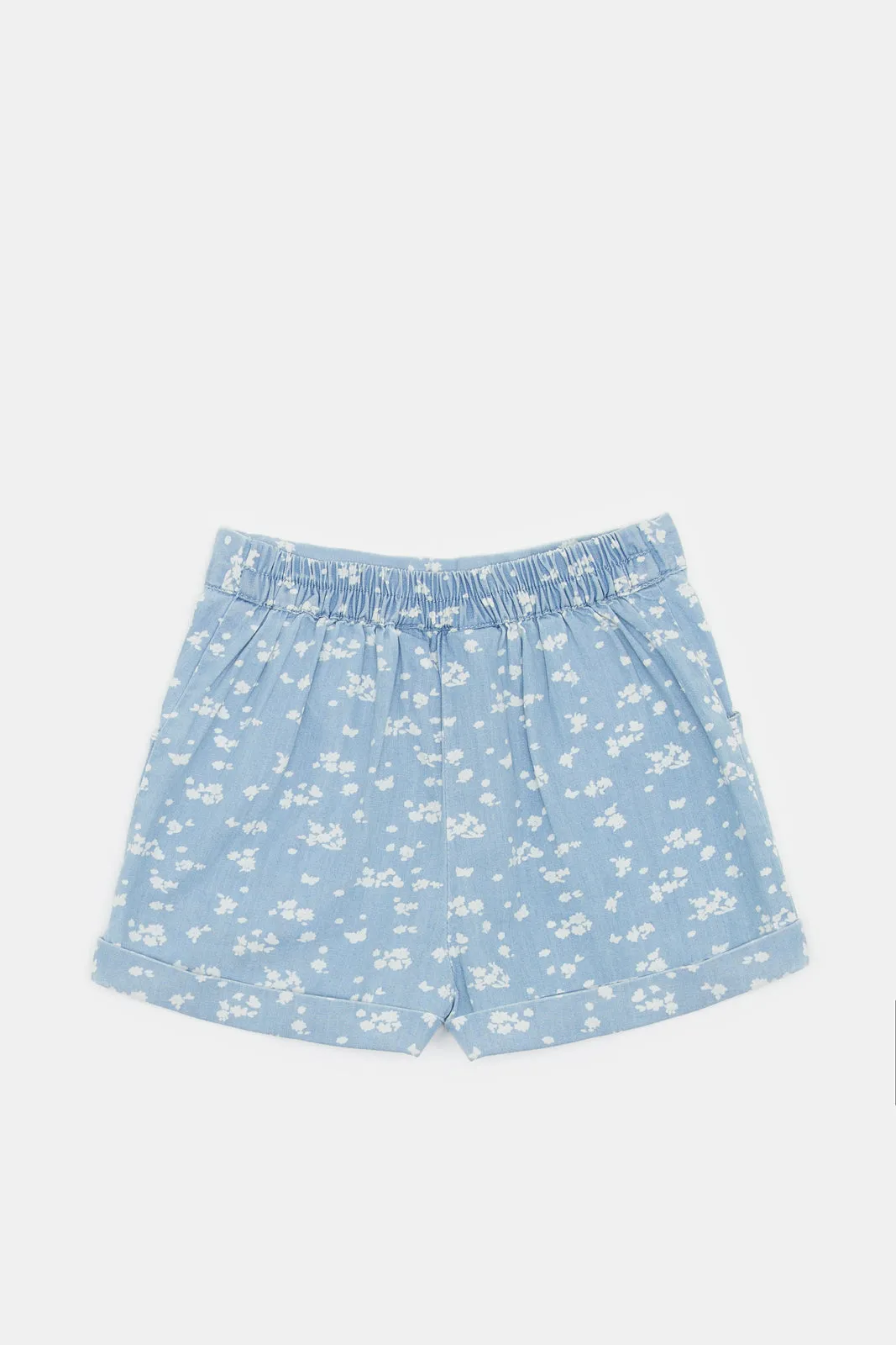 Baby Girls Blue Printed Short