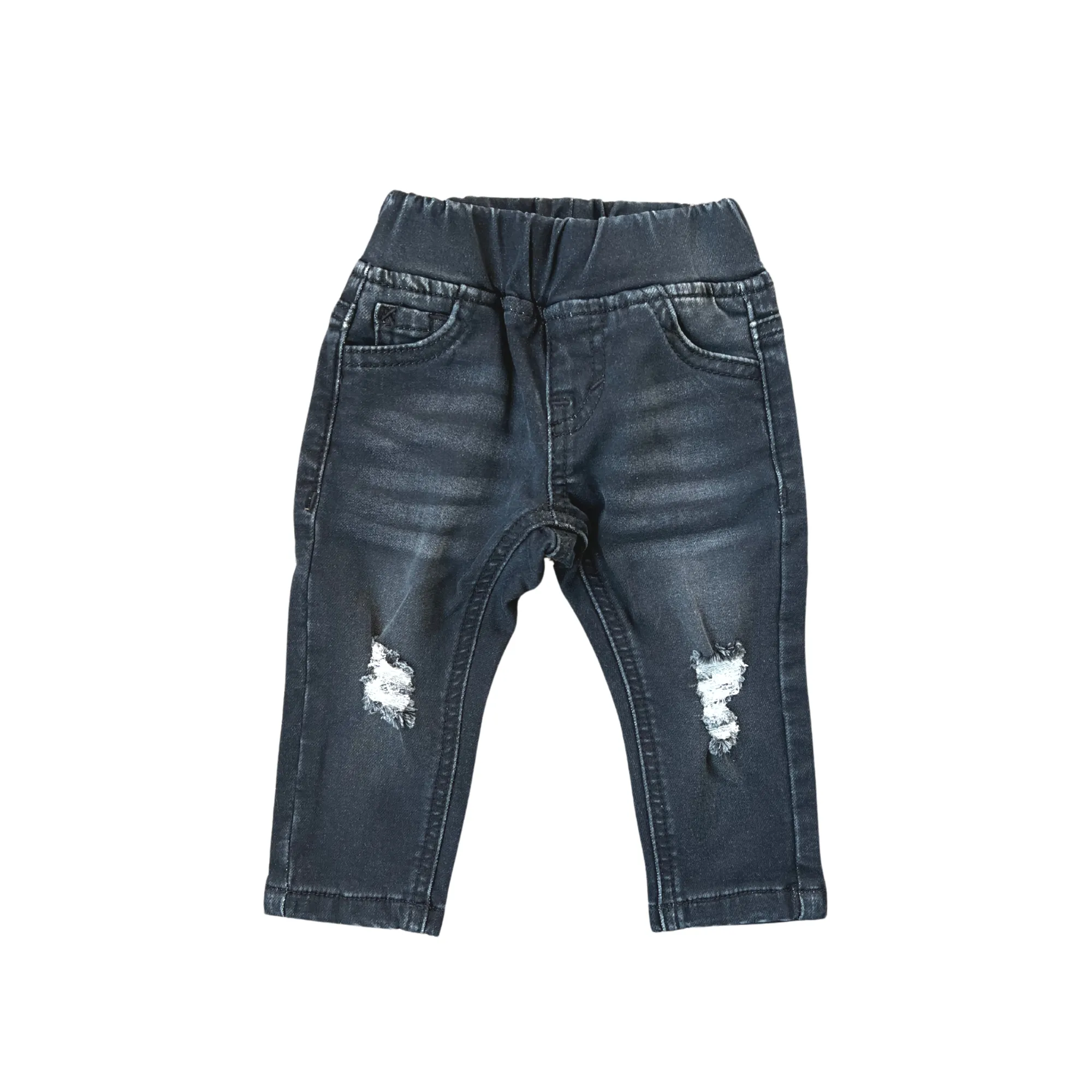 Black Wash Denim Pull-on Baby Pants