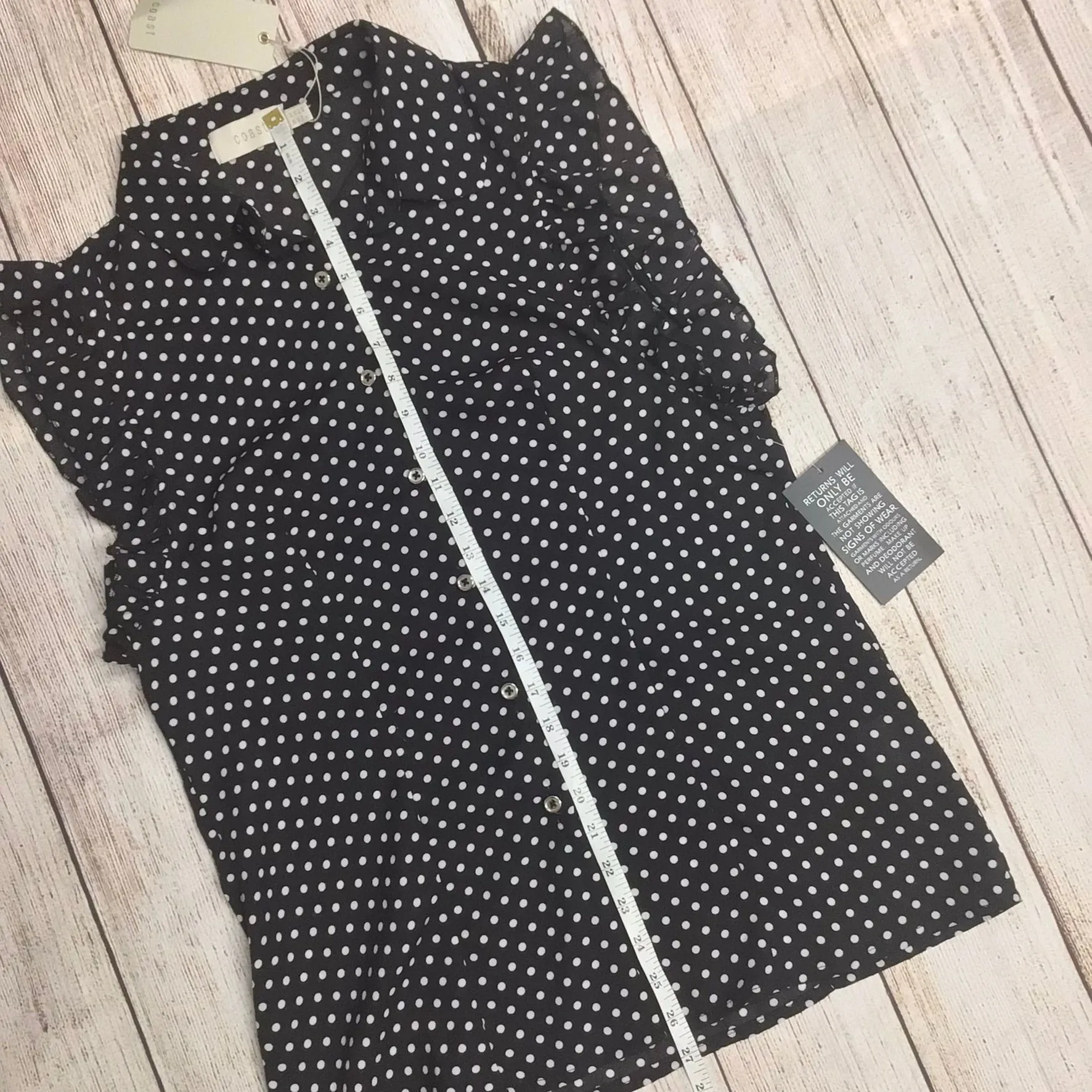 BNWT Coast Black & White Polka Dot Cap Sleeve Shirt Size 14