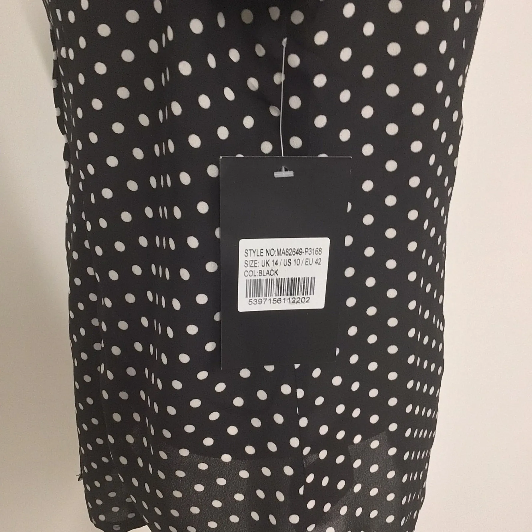 BNWT Coast Black & White Polka Dot Cap Sleeve Shirt Size 14