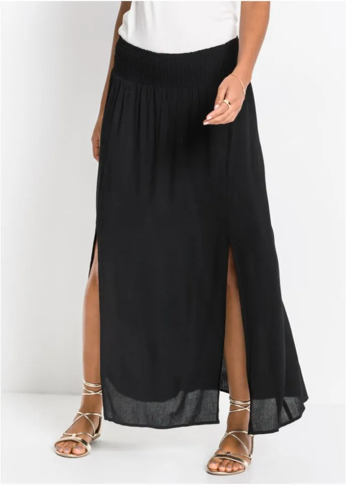 Bodyflirt maxi skirt with slits, black