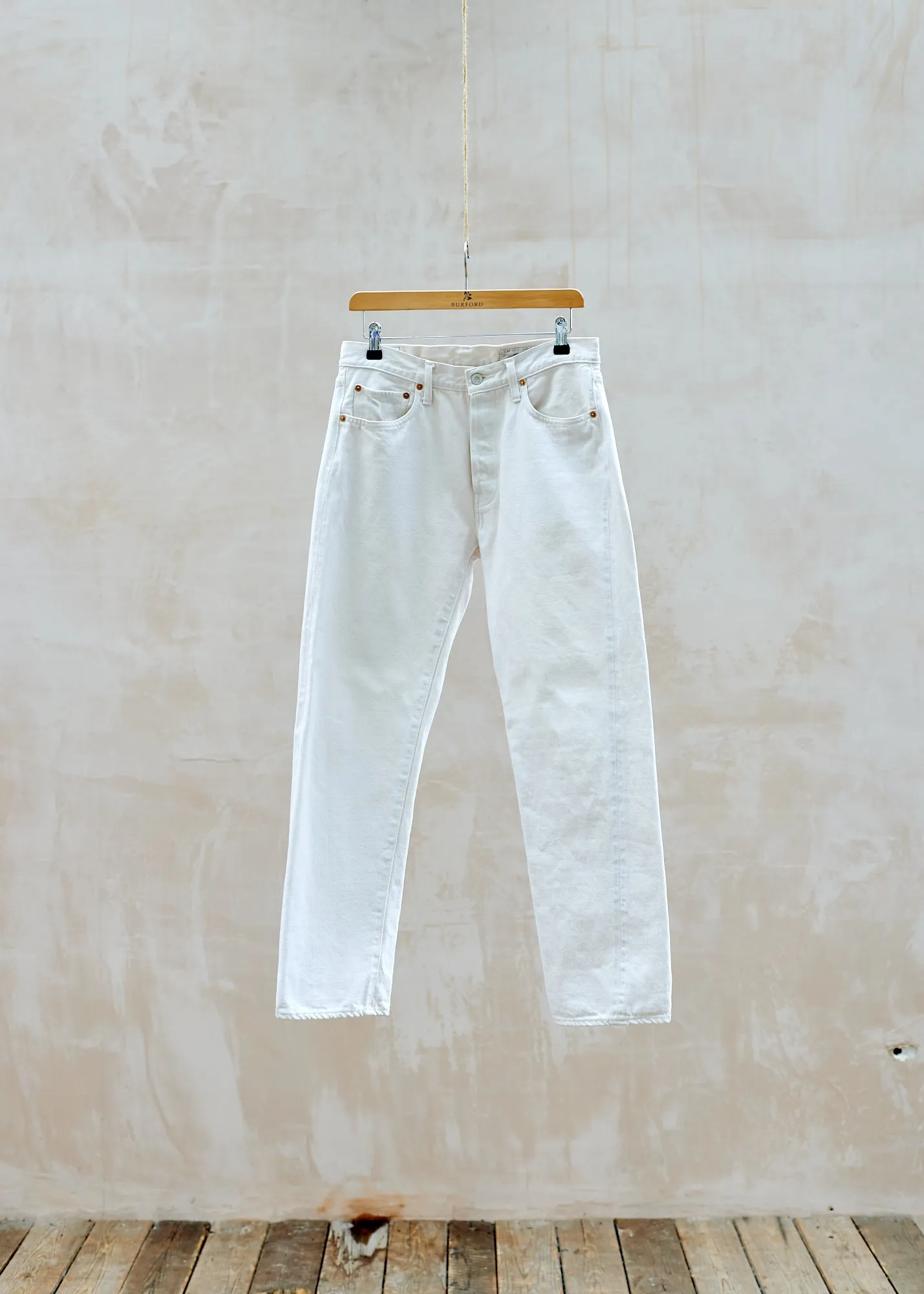 Boncoura Off-White Japanese Selvedge Denim Slim Jeans/ 30/32