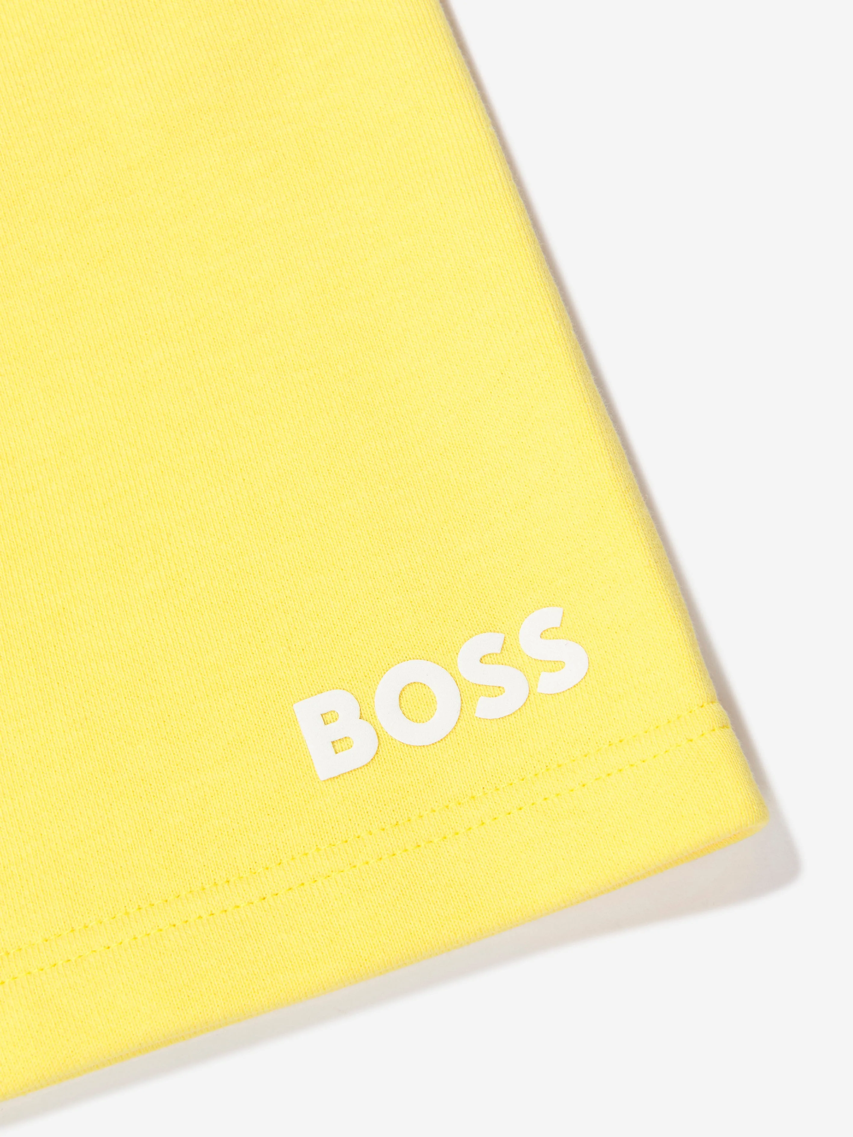 BOSS Boys Logo Sweat Shorts In Yellow