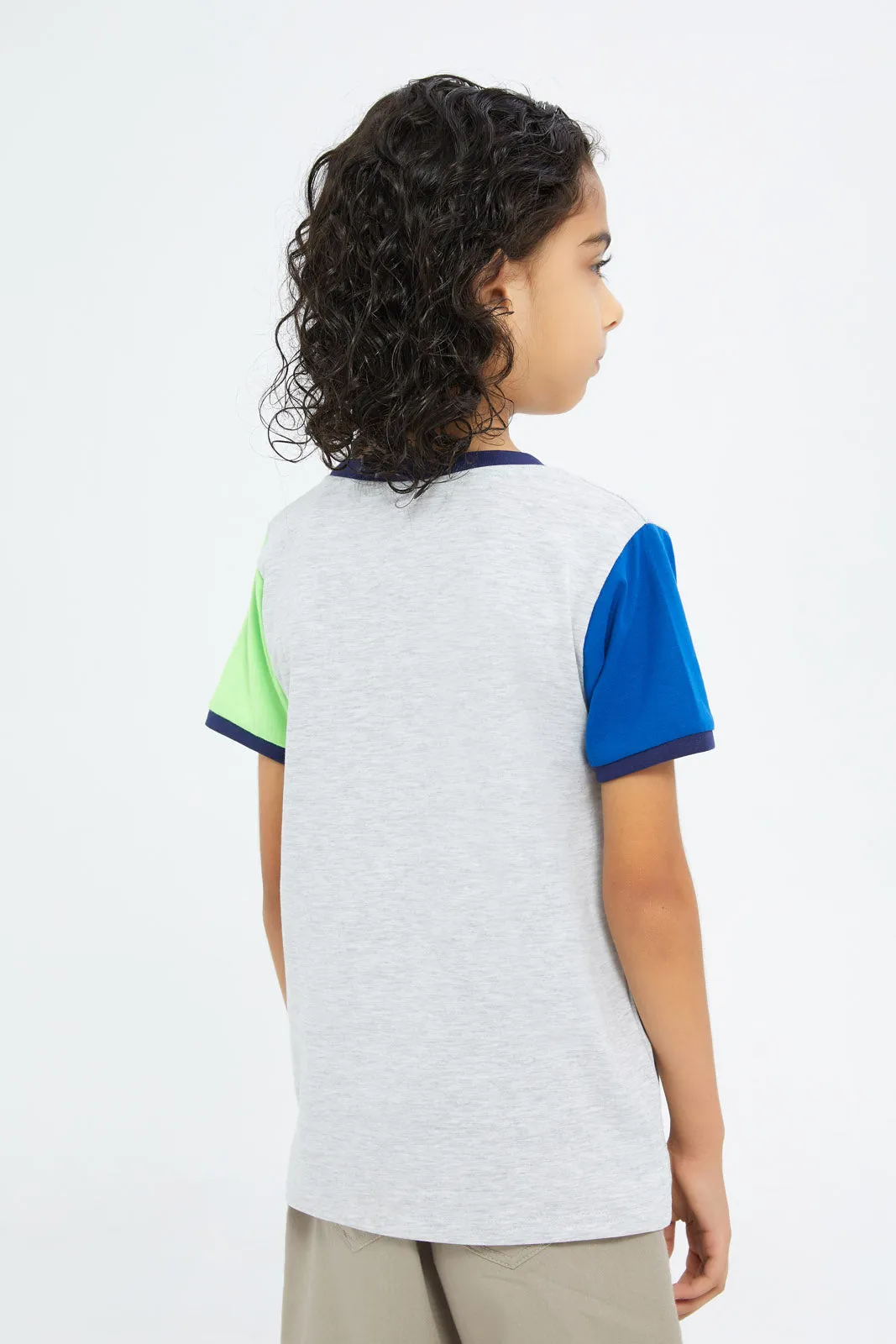 Boys Grey Cut And Sew T-Shirt