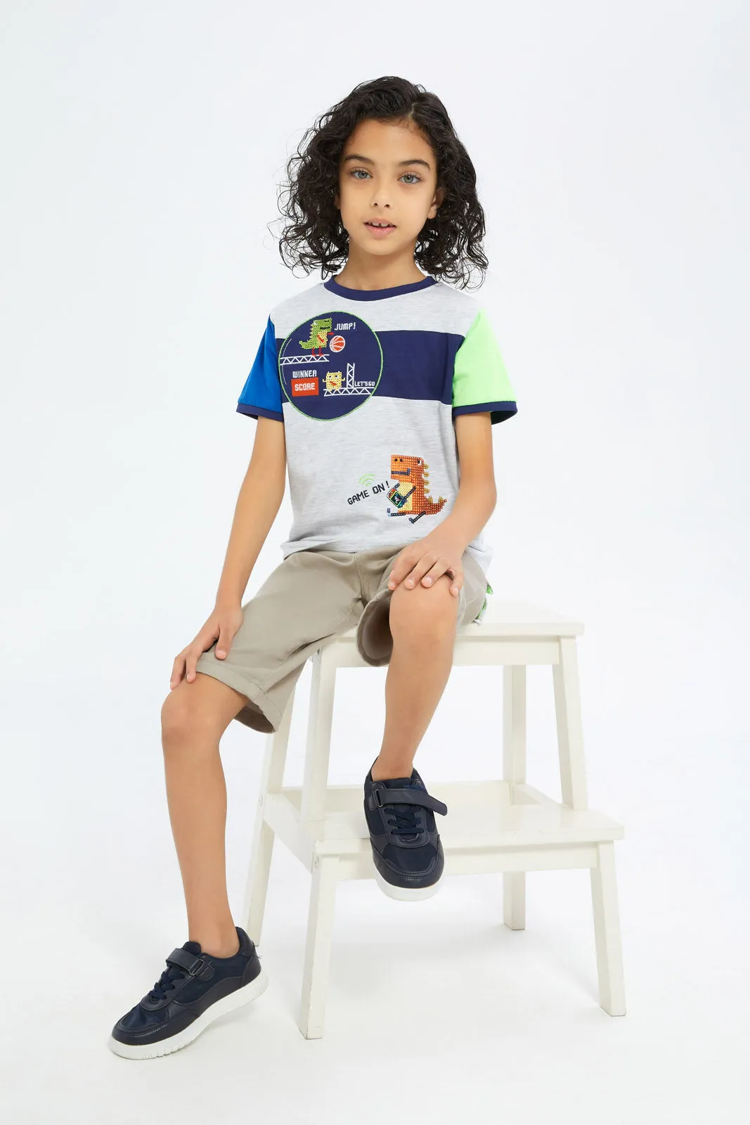 Boys Grey Cut And Sew T-Shirt