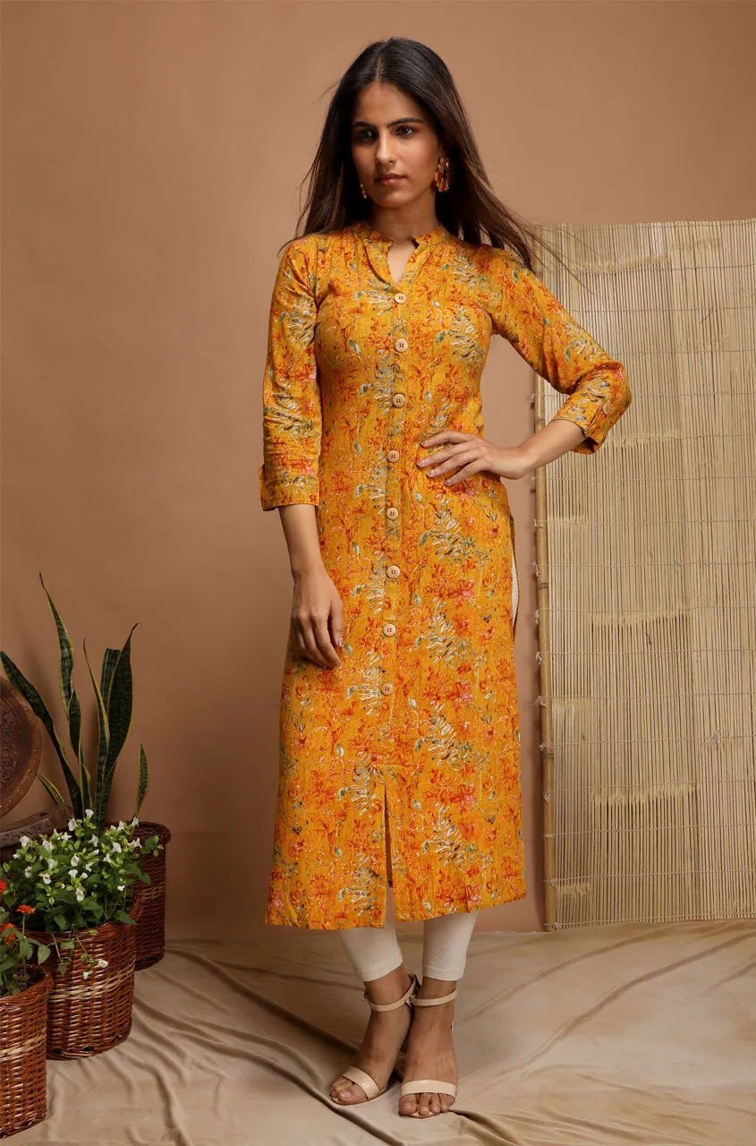 Bright And Breezy - Straight Kurta with mask