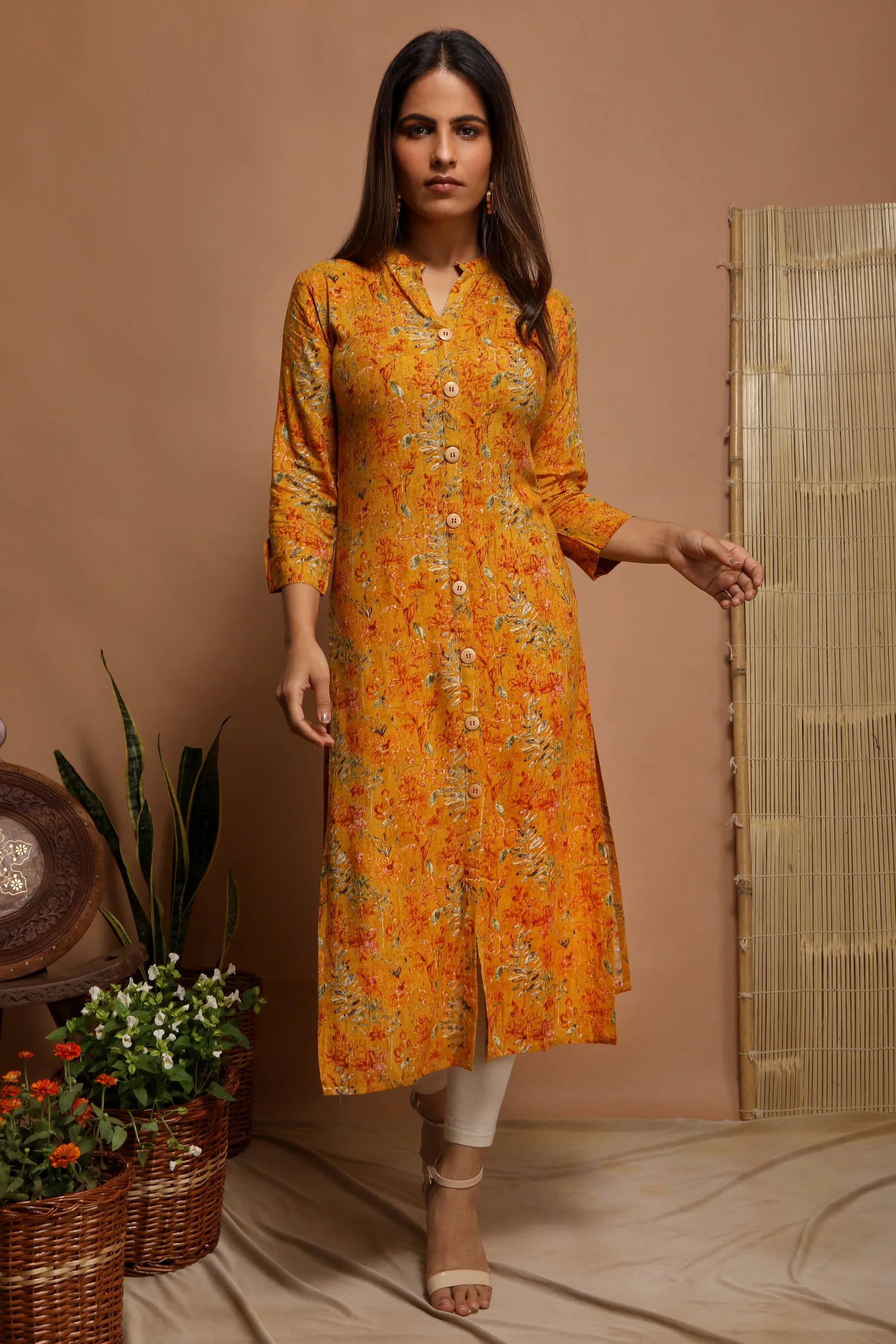 Bright And Breezy - Straight Kurta with mask