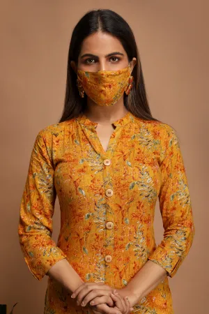 Bright And Breezy - Straight Kurta with mask