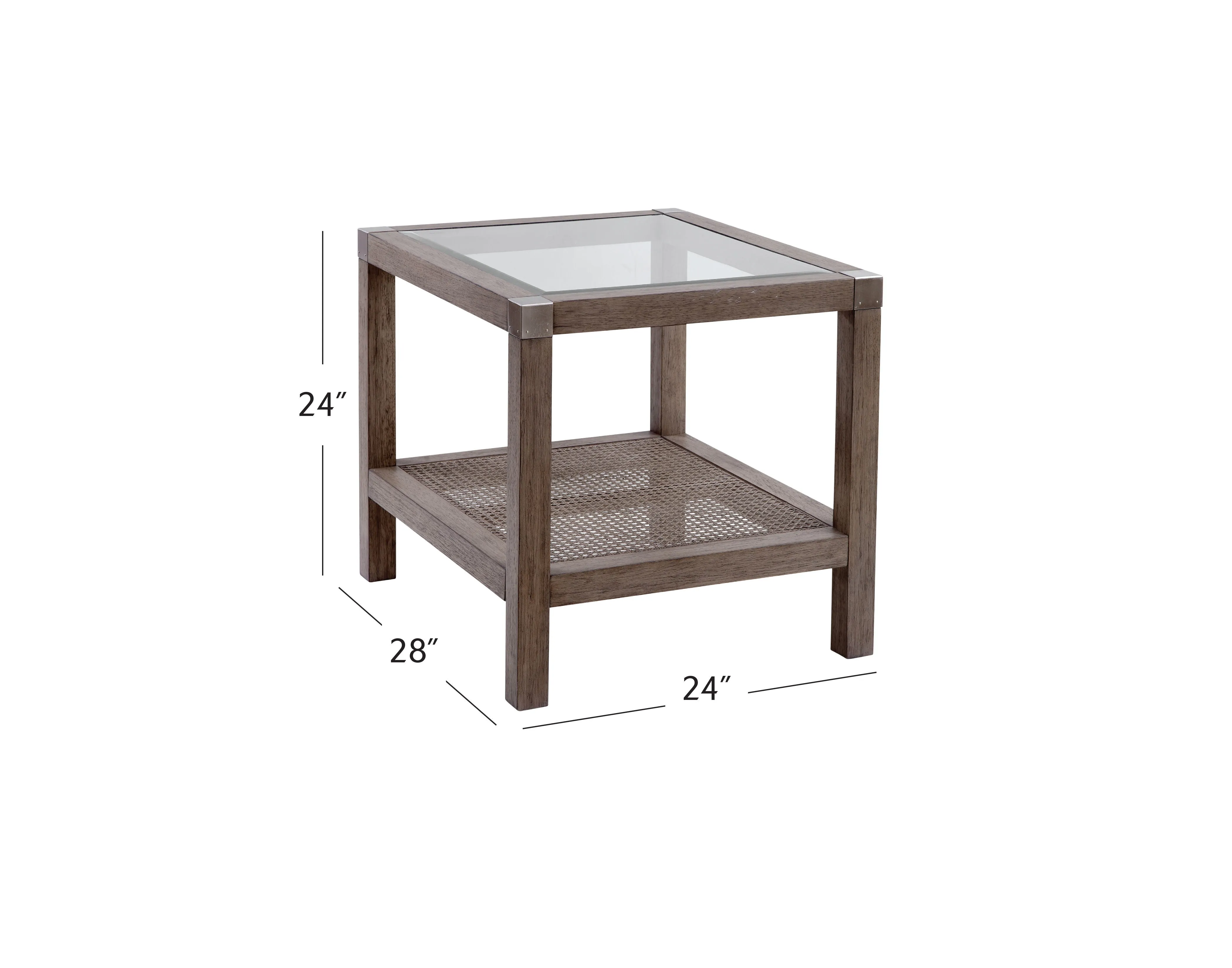 Calum - End Table - Driftwood Gray/Cane/ Brushed Nickel