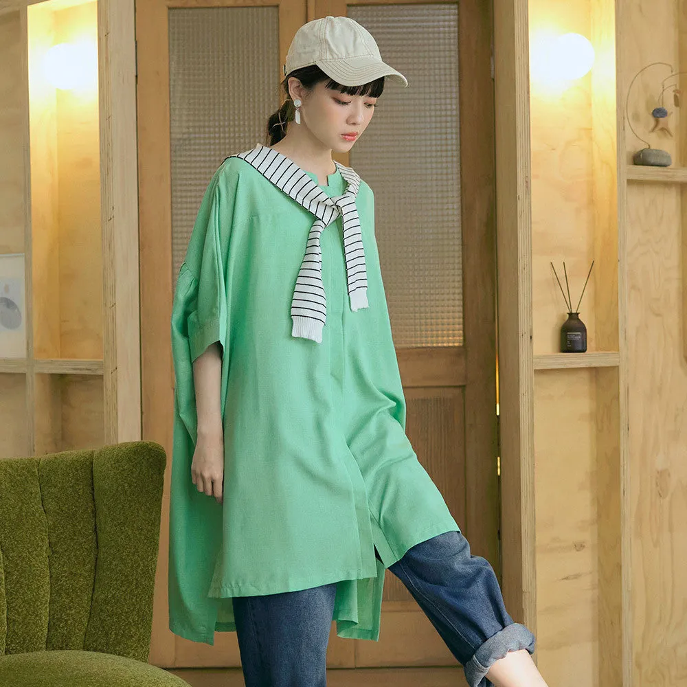 Casual Long Oversized Batwing Button Shirt Top