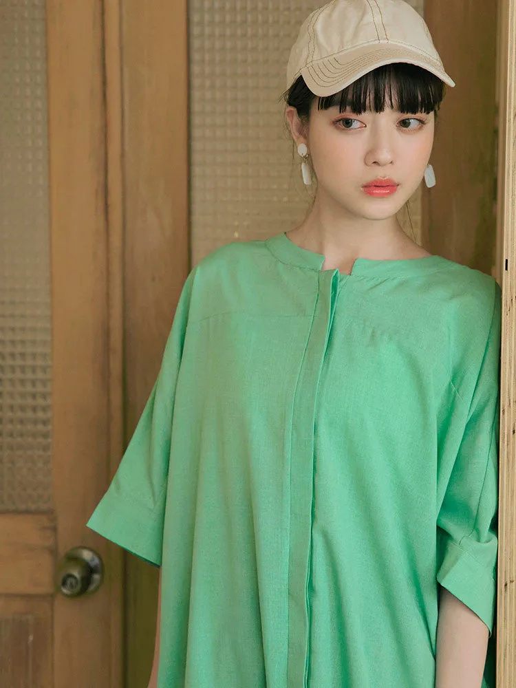 Casual Long Oversized Batwing Button Shirt Top