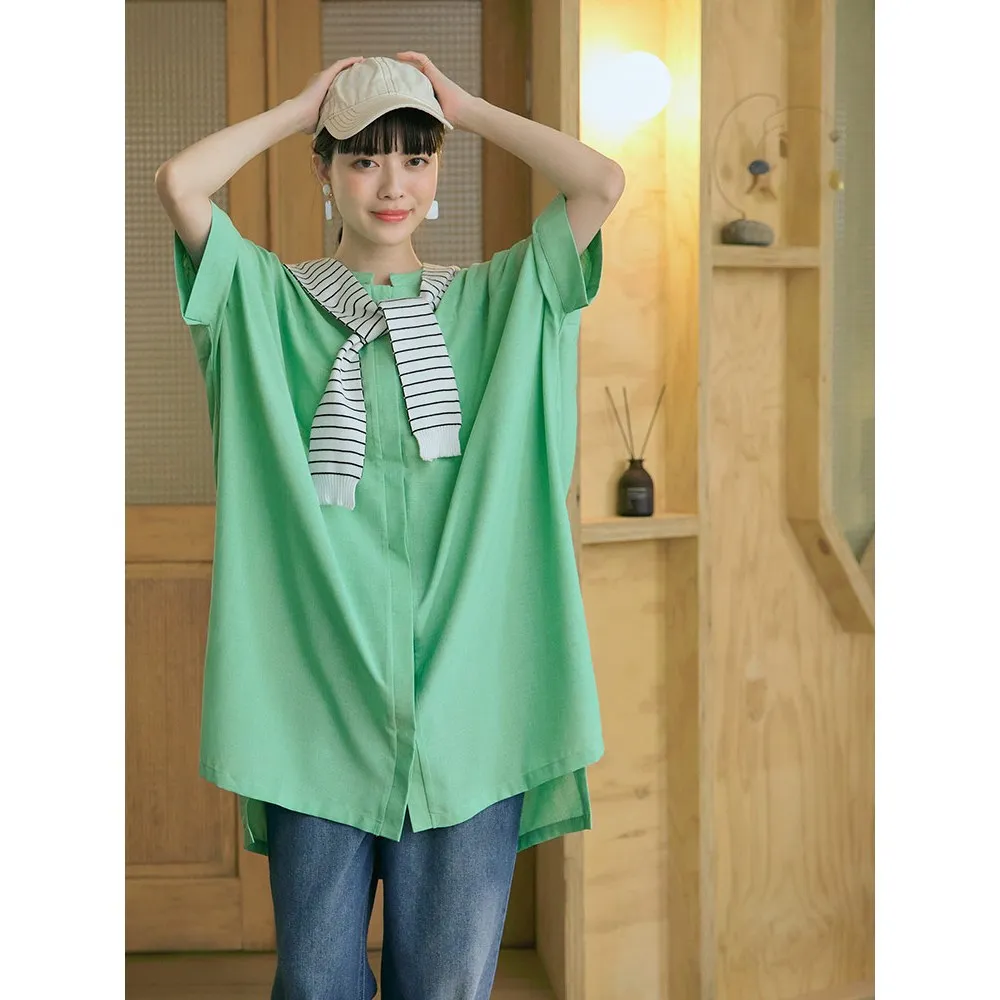 Casual Long Oversized Batwing Button Shirt Top