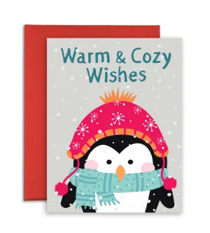 Christmas Card - Penguin Warm & Cozy Wishes