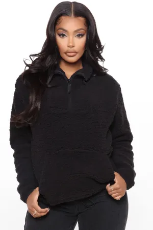 Cozy Feels Sherpa Pullover - Black