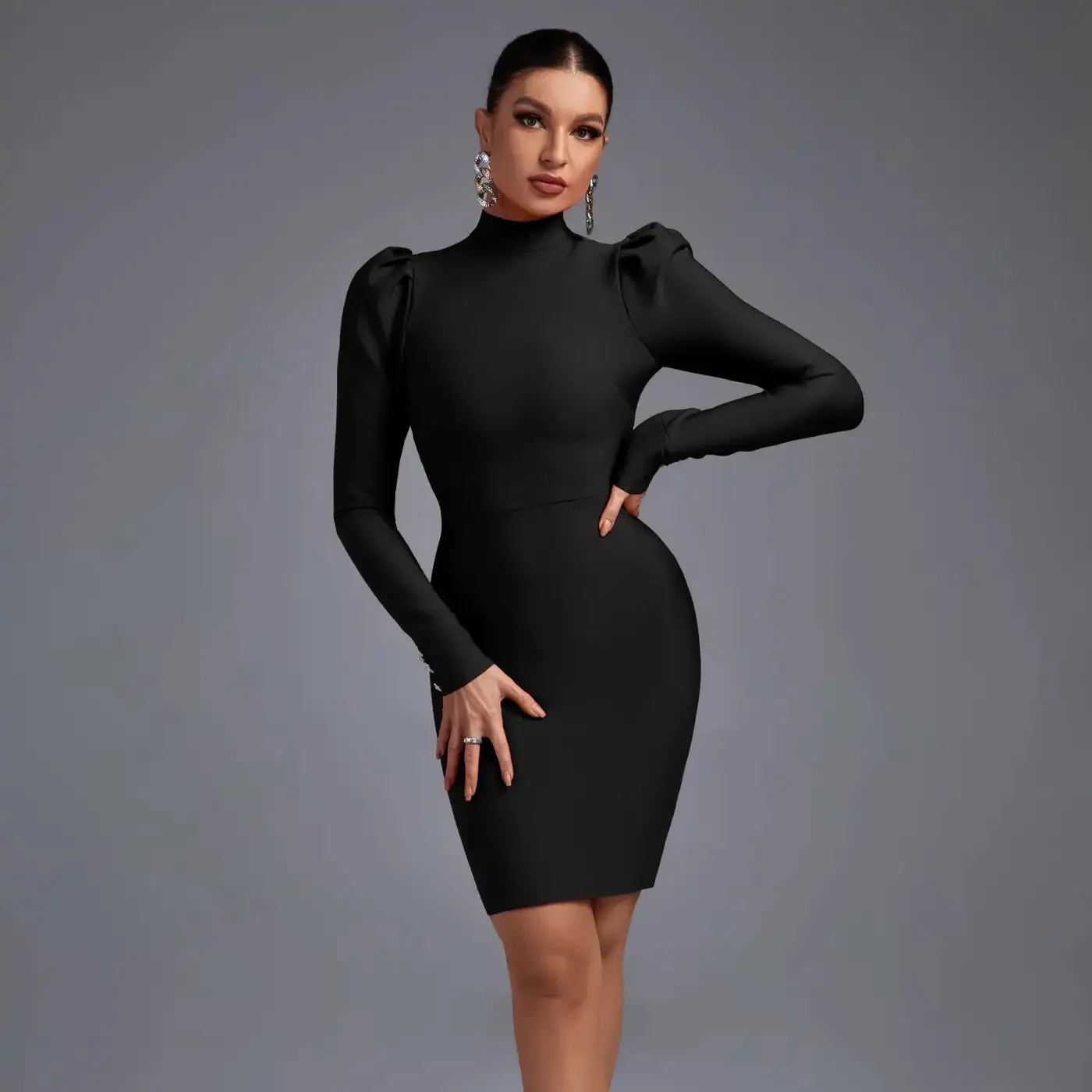 Elegant Bandage Long Sleeve Dress