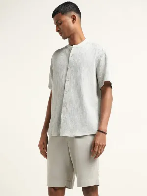 ETA Green Crinkled Cotton Resort Fit Shirt