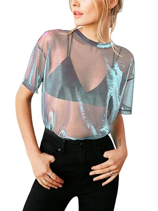 Fashion See-through Gauze T-shirt