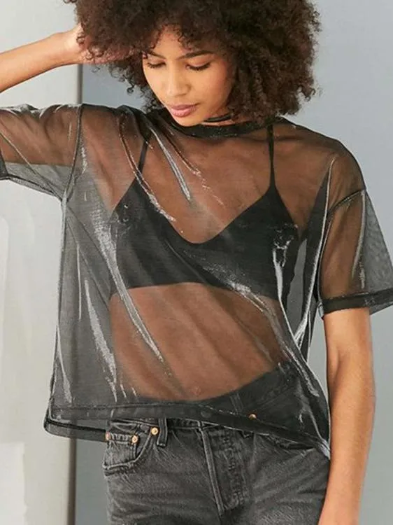 Fashion See-through Gauze T-shirt