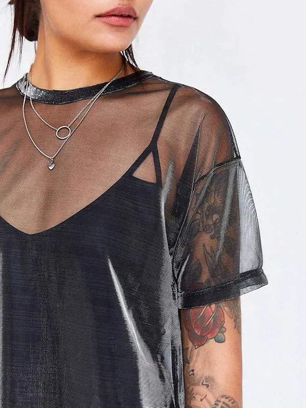 Fashion See-through Gauze T-shirt