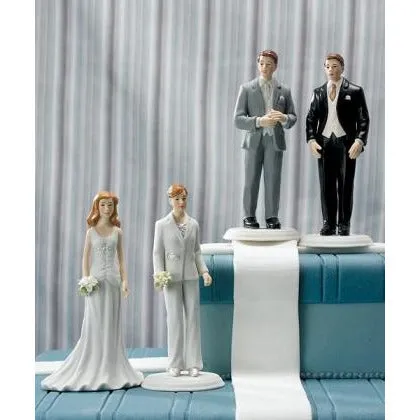 Fashionable Bride and Groom Mix & Match Cake Toppers