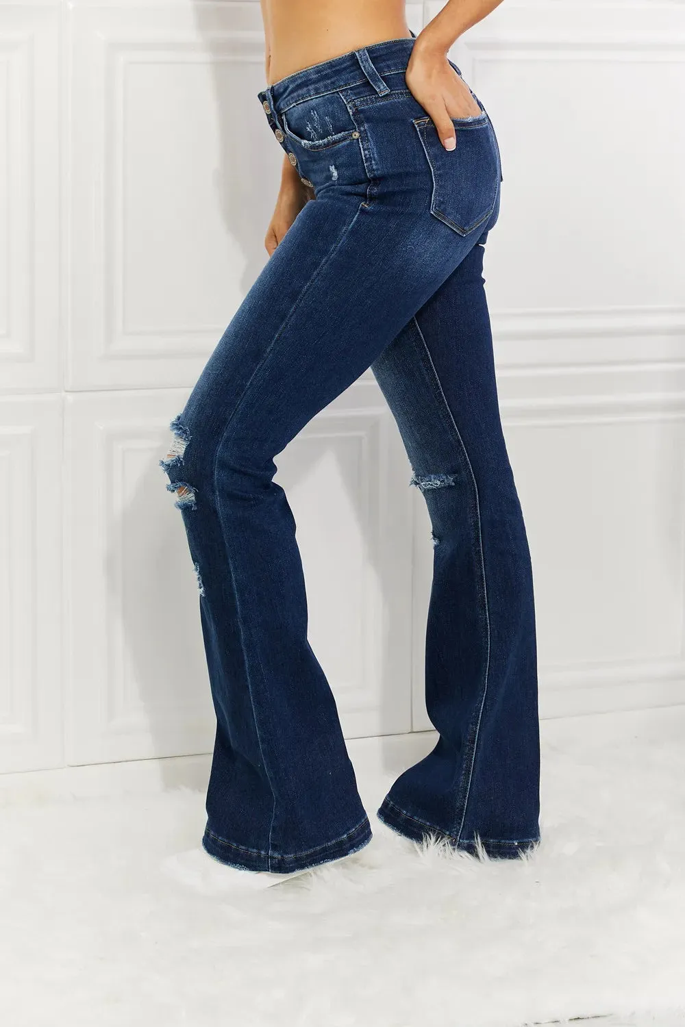 Full Size Reese Midrise Button Fly Flare Jeans