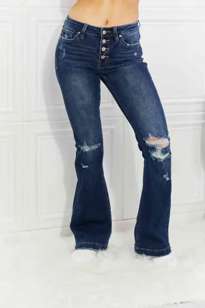 Full Size Reese Midrise Button Fly Flare Jeans