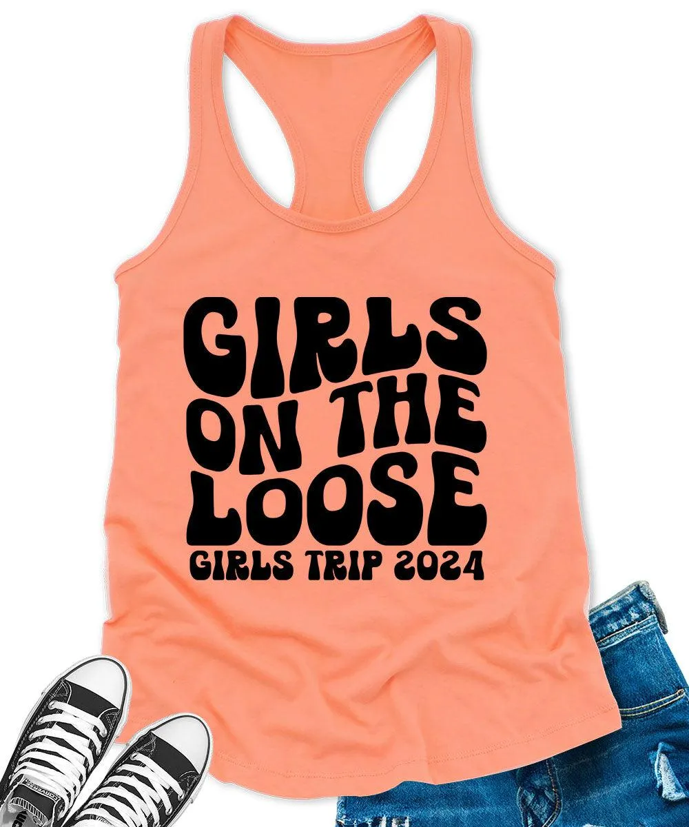 Girls on The Loose 2024 Racerback Tank Top for Women Letter Print Sleeveless Summer Tops