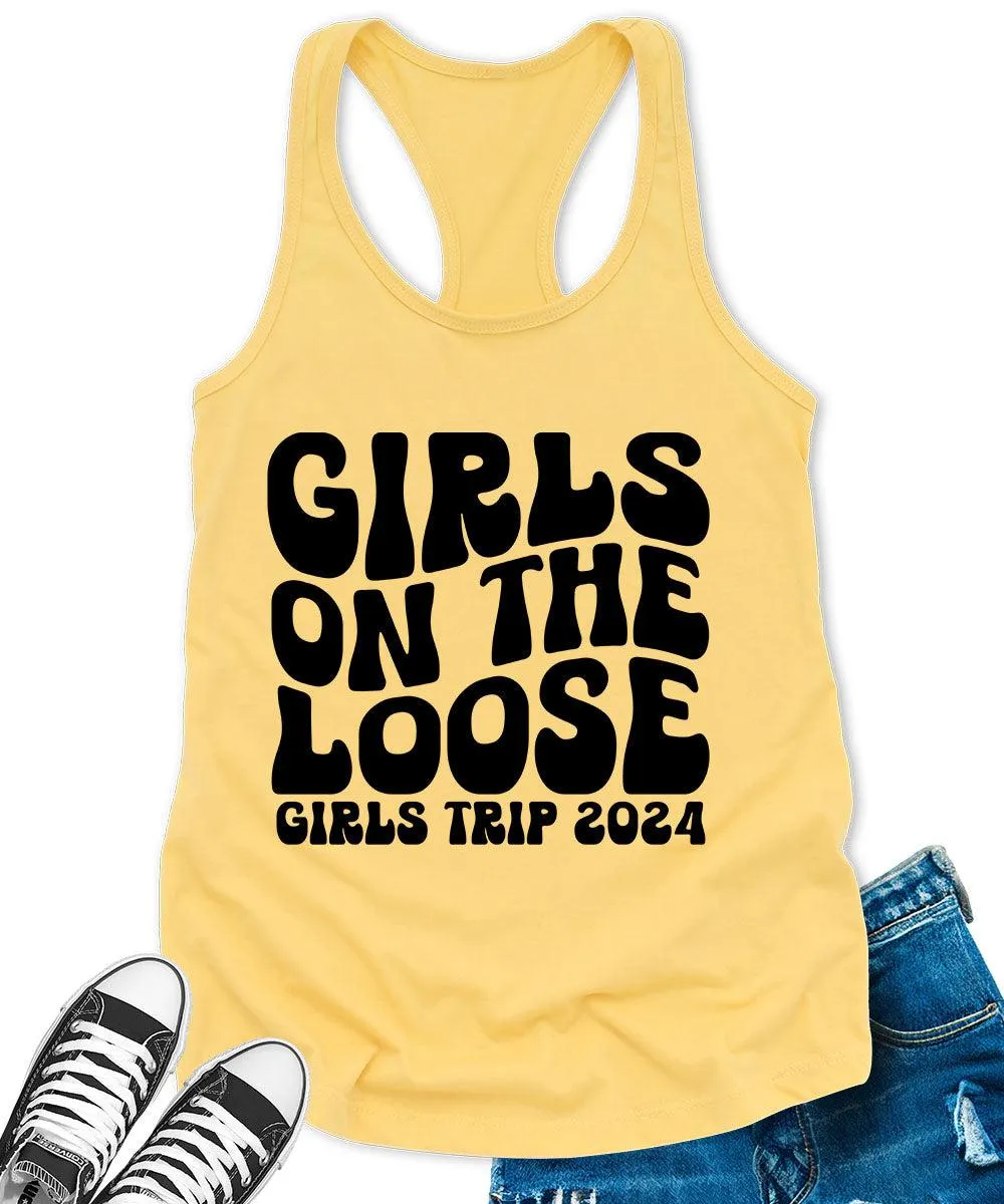 Girls on The Loose 2024 Racerback Tank Top for Women Letter Print Sleeveless Summer Tops