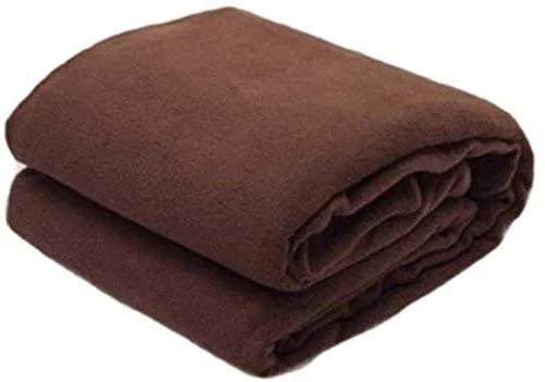 Harbell Home Solid/Plain Warm Single Bed Polar Fleece Blanket Cum Bedsheet. (Brown)