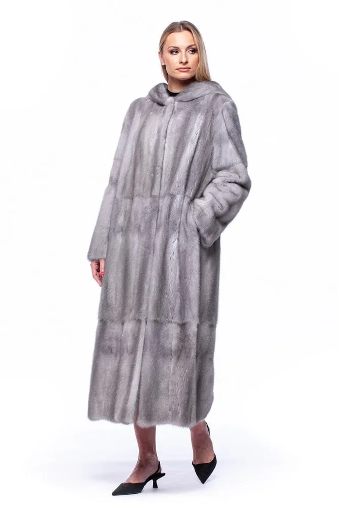 Hooded Sapphire Mink Fur Coat