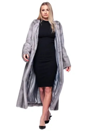 Hooded Sapphire Mink Fur Coat