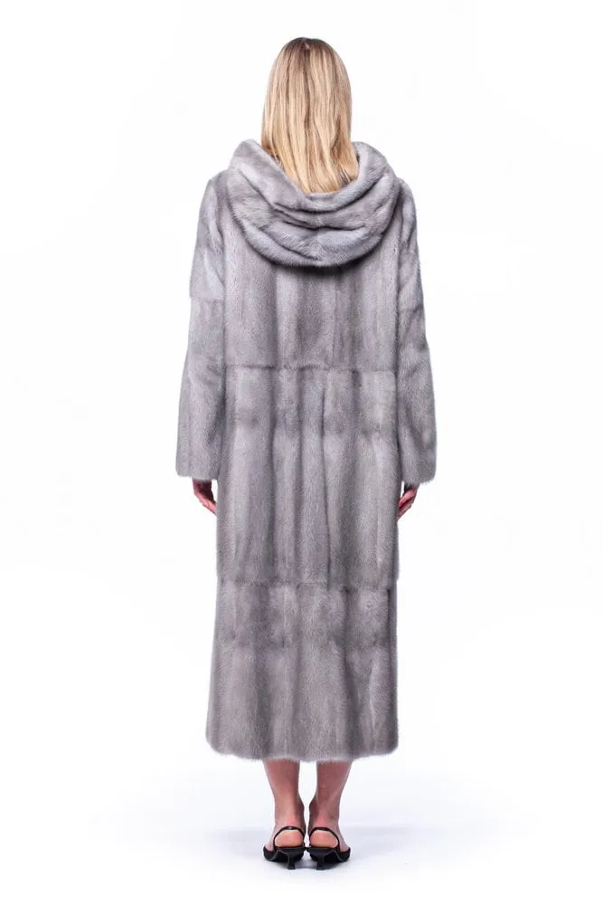 Hooded Sapphire Mink Fur Coat