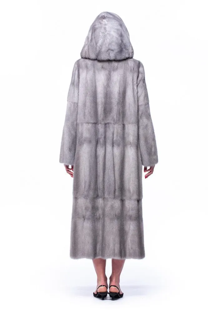 Hooded Sapphire Mink Fur Coat