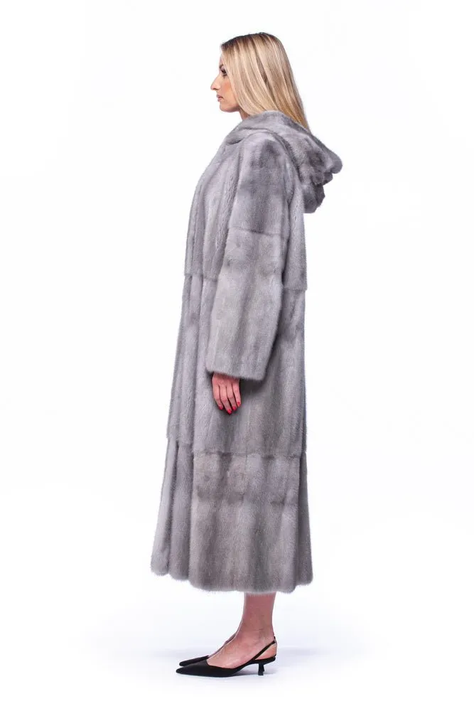 Hooded Sapphire Mink Fur Coat