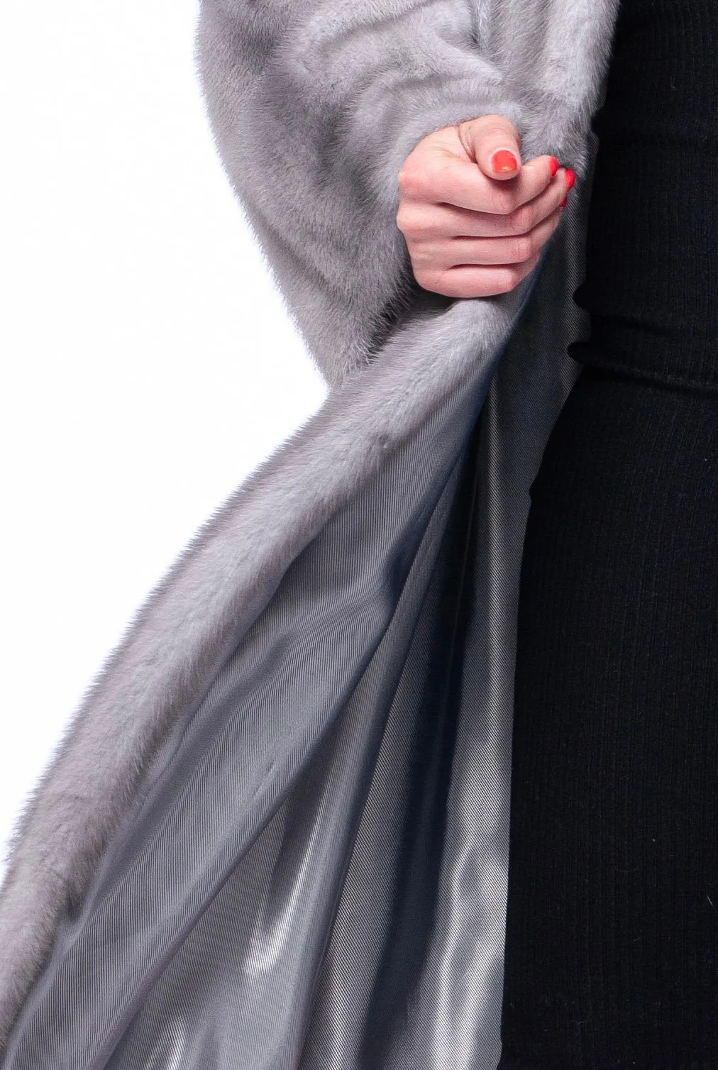 Hooded Sapphire Mink Fur Coat